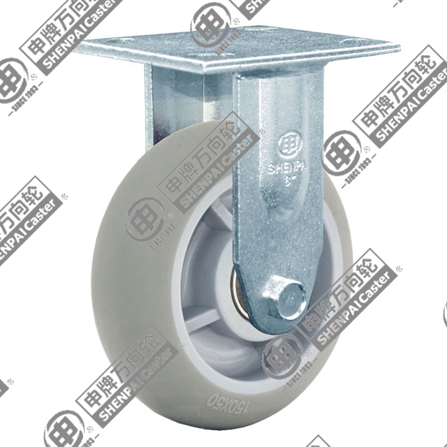 6" Top Plate Fixed Caster, Plastic-core TPE Wheel