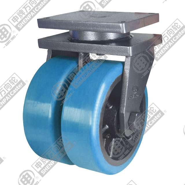 6" Top Plate Swivel Caster, Iron Core Polyurethane Wheel