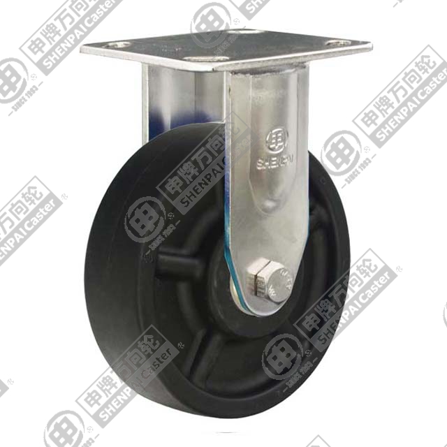 5" Top Plate Fixed Caster, Stainless Steel Frame, High Temperature Nylon Wheel