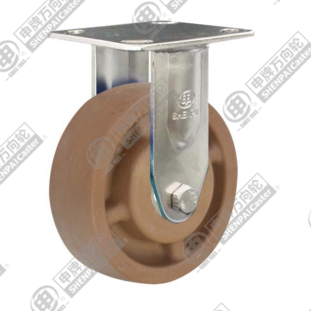 6" Top Plate Fixed Caster, Stainless Steel Frame, High Temperature Nylon Wheel