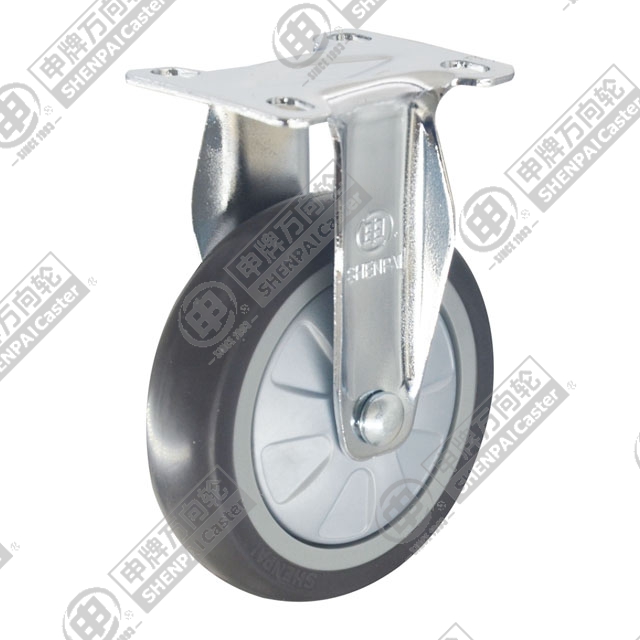 3" Top Plate Fixed Caster, Plastic-core TPE Wheel