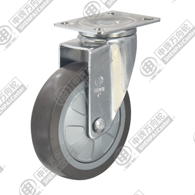 4" Top Plate Swivel Caster, Plastic-core TPE Wheel