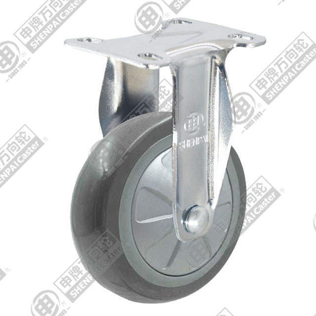3" Top Plate Fixed Caster, Plastic-core Polyurethane Wheel