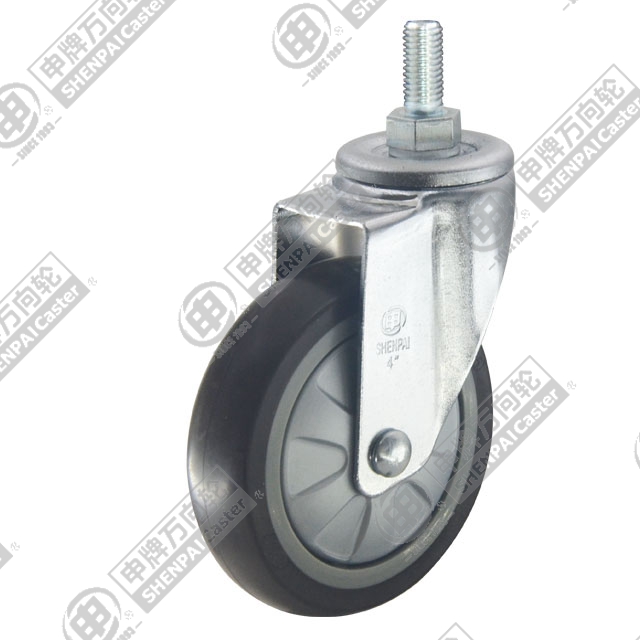 3" Threaded Stem Swivel Caster, Plastic-core TPE Wheel, M12*25