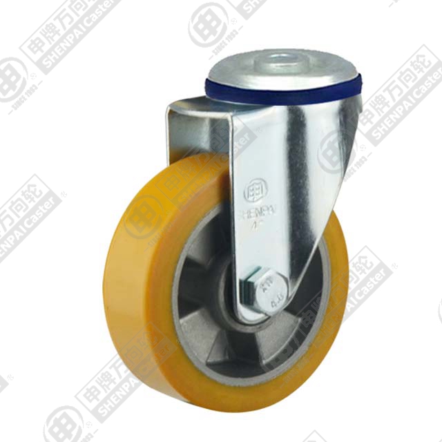 5" Bolt Hole Swivel Caster, Aluminum Core Polyurethane Wheel