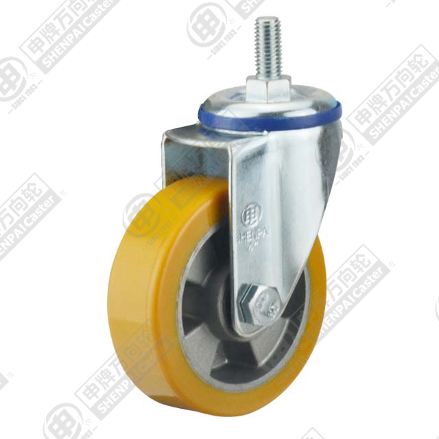 4" Threaded Stem Swivel Caster, Aluminum Core Polyurethane Wheel, M12*25