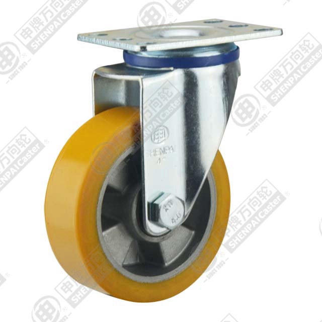 3" Top Plate Swivel Caster, Aluminum Core Polyurethane Wheel