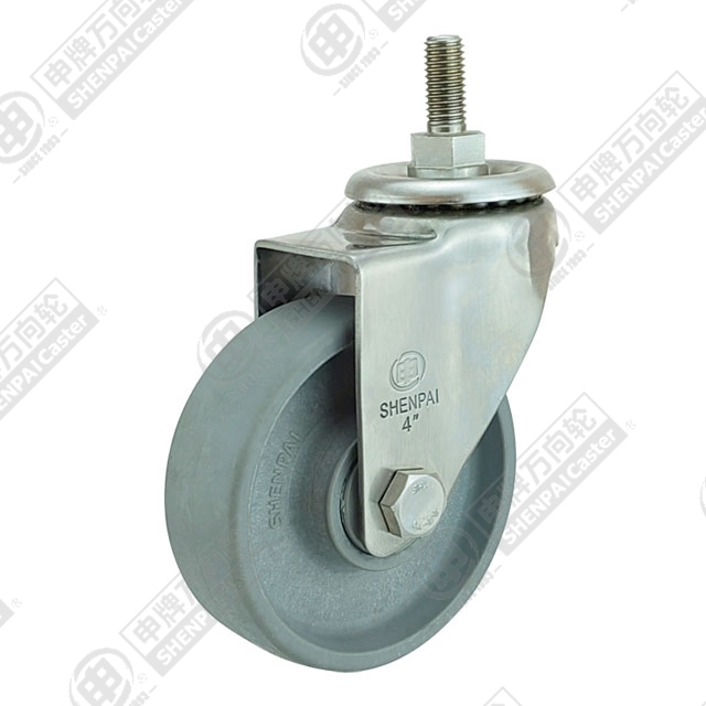 5" Threaded Stem Swivel Caster, Stainless Steel Frame, High Temperature Nylon Wheel, M12*25
