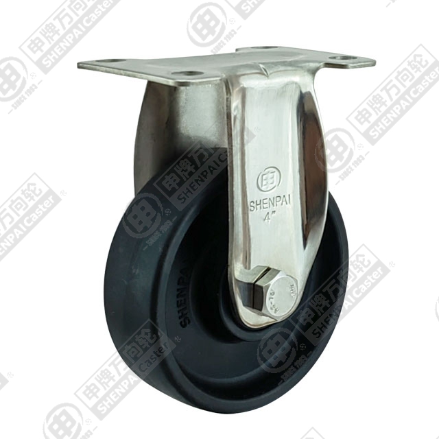 3" Top Plate Fixed Caster, Stainless Steel Frame, High Temperature Nylon Wheel