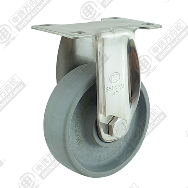 3" Top Plate Fixed Caster, Stainless Steel Frame, High Temperature Nylon Wheel
