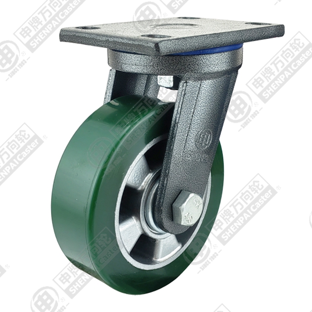6" Top Plate Swivel Caster, Aluminum Core Polyurethane Wheel