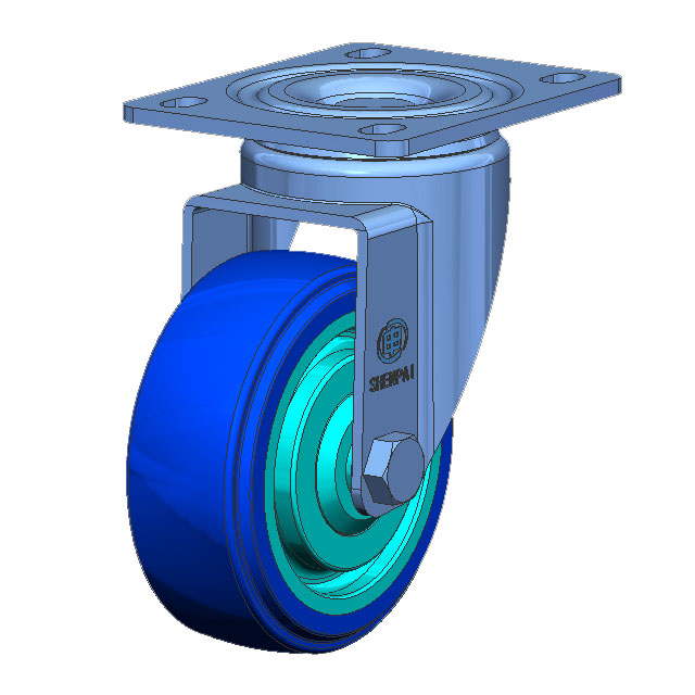 5" Top Plate Swivel Caster, Plastic-core Polyurethane Wheel