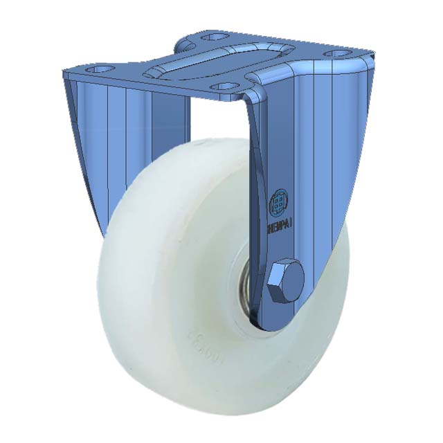 3" Top Plate Fixed Caster, Integral Nylon Wheel