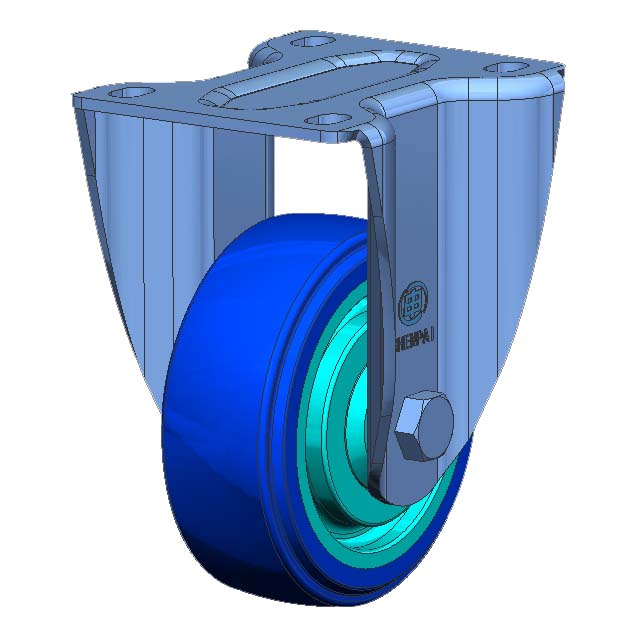 4" Top Plate Fixed Caster, Plastic-core Polyurethane Wheel