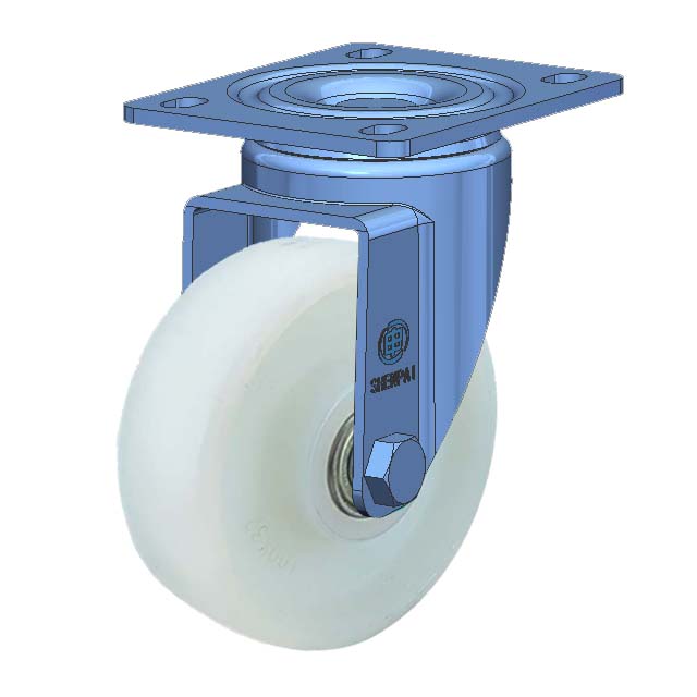 3" Top Plate Swivel Caster, Integral Nylon Wheel