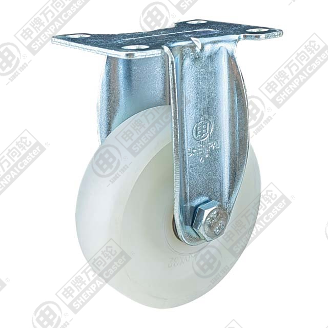 5" Top Plate Fixed Caster, Integral Nylon Wheel