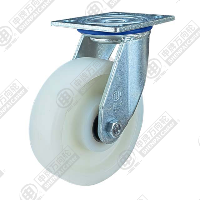 6" Top Plate Swivel Caster, Integral Nylon Wheel