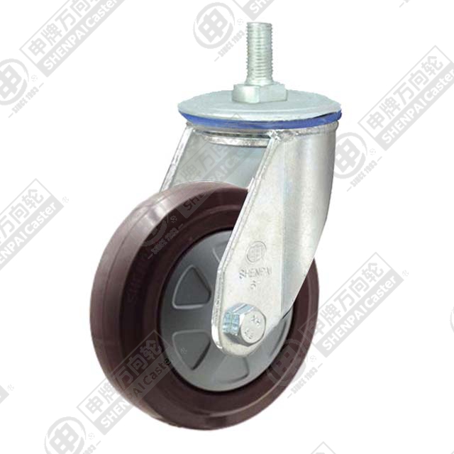 4" Threaded Stem Swivel Caster, Nylon Core Rubber Wheel, M20*32