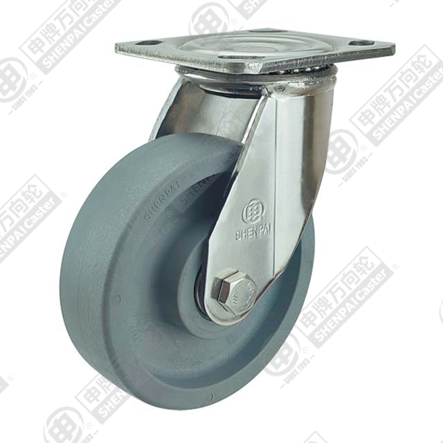 4" Top Plate Swivel Caster, Stainless Steel Frame, High Temperature Nylon Wheel