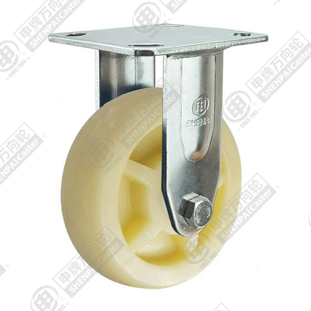 6" Top Plate Fixed Caster, Stainless Steel Frame, Polypropylene Wheel