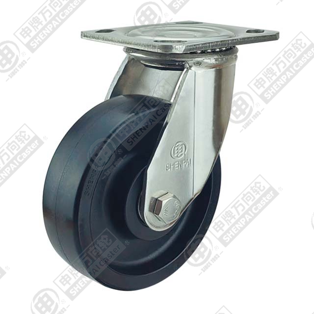 6" Top Plate Swivel Caster, Stainless Steel Frame, High Temperature Nylon Wheel