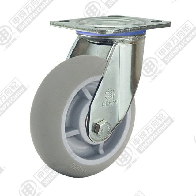 4" Top Plate Swivel Caster, Stainless Steel Frame, Plastic-core TPE Wheel