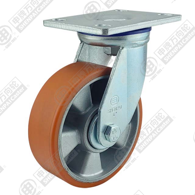 4" Top Plate Swivel Caster, Aluminum Core Polyurethane Wheel