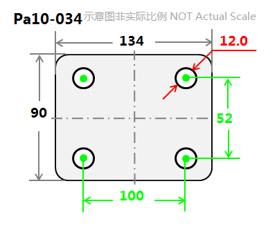 5" Top Plate Fixed Caster, Nylon Core Rubber Wheel mounting dimensions