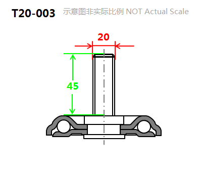 4" Threaded Stem Swivel Caster, Iron Core Polyurethane Wheel, Rear Parking Brake, M20*45 mounting dimensions