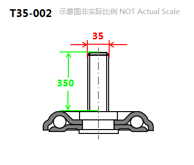 6" Threaded Stem Swivel Caster, Steel Core Rubber Wheel, Total Lock Brake, M35*350 mounting dimensions