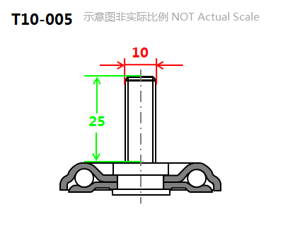 2" Threaded Stem Swivel Caster, Stainless Steel Frame, Integral Nylon Wheel, Total Lock Brake, M10*25 mounting dimensions