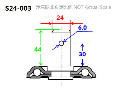 4" Round Stem Swivel Caster, Nylon Core Rubber Wheel, Total Lock Brake mounting dimensions
