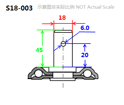 5" Bolt Hole Fixed Caster, Plastic-core Polyurethane Wheel mounting dimensions
