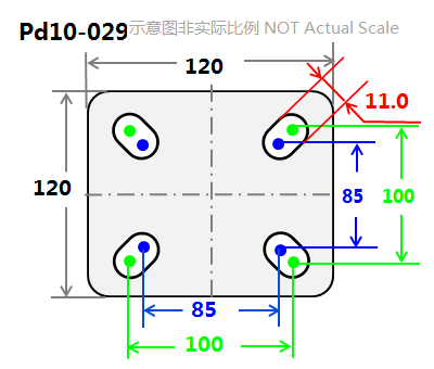4" Floor Lock, 120*120 mm Plate mounting dimensions