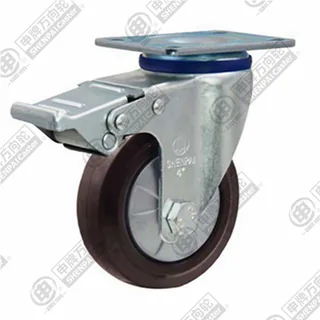 3" Top Plate Swivel Caster, Nylon Core Rubber Wheel, Total Lock Brake