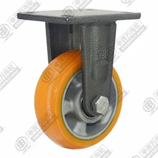 5" Top Plate Fixed Caster, Aluminum Core Polyurethane Wheel, Direction Lock Brake
