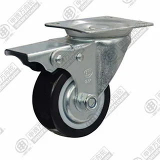 2" Top Plate Swivel Caster, Plastic-core Polyurethane Wheel, Total Lock Brake