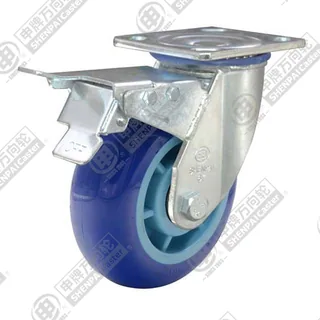 4" Top Plate Swivel Caster, Plastic-core Polyurethane Wheel, Total Lock Brake