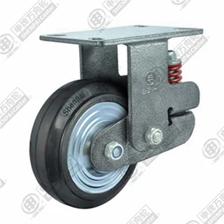 5" Top Plate Fixed Caster, Iron Core Rubber Wheel