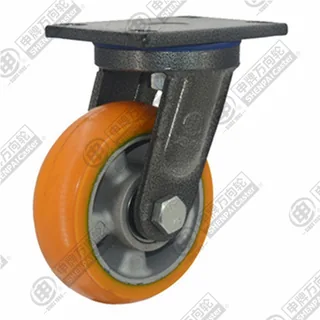 6" Top Plate Swivel Caster, Aluminum Core Polyurethane Wheel