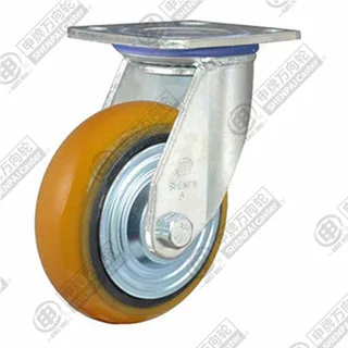 5" Top Plate Swivel Caster, Iron Core Polyurethane Wheel