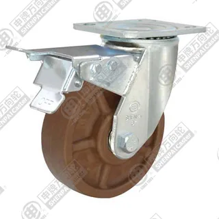 4" Top Plate Swivel Caster, High Temperature Nylon Wheel, Total Lock Brake