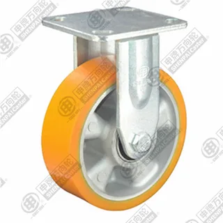 4" Top Plate Fixed Caster, Aluminum Core Polyurethane Wheel
