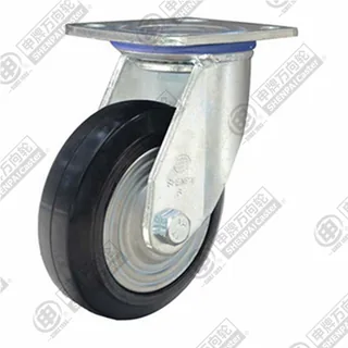 5" Top Plate Swivel Caster, Iron Core Rubber Wheel