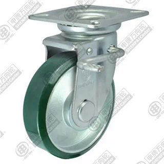 3" Top Plate Swivel Caster, Steel Core Polyurethane Wheel, Total Lock Brake