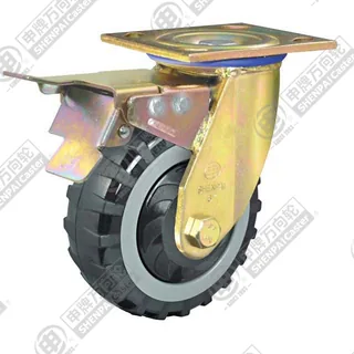 5" Top Plate Swivel Caster, Plastic-core Polyurethane Wheel, Total Lock Brake