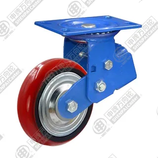 5" Top Plate Swivel Caster, Iron Core Polyurethane Wheel