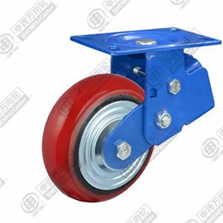 5" Top Plate Fixed Caster, Iron Core Polyurethane Wheel