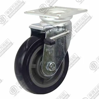 4" Top Plate Swivel Caster, Plastic-core Polyurethane Wheel, Total Lock Brake