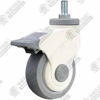 3" Threaded Stem Swivel Caster, Plastic-core TPE Wheel, Total Lock Brake, M12*25